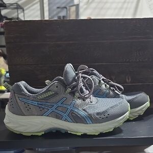 Asics Gray and Blue Athletic Shoes